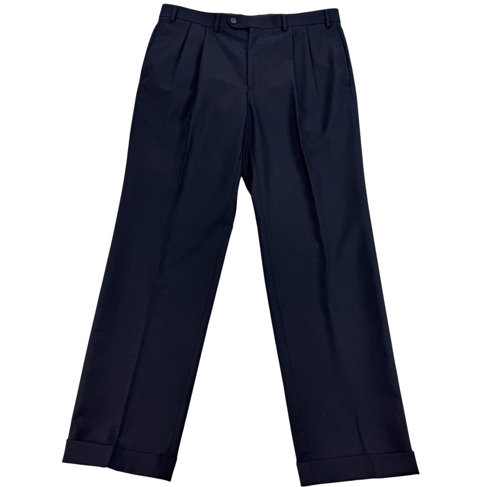 Lauren Ralph Lauren Dress Pants Mens 36x32 Blue Wool Pleated Cuff Total Comfort